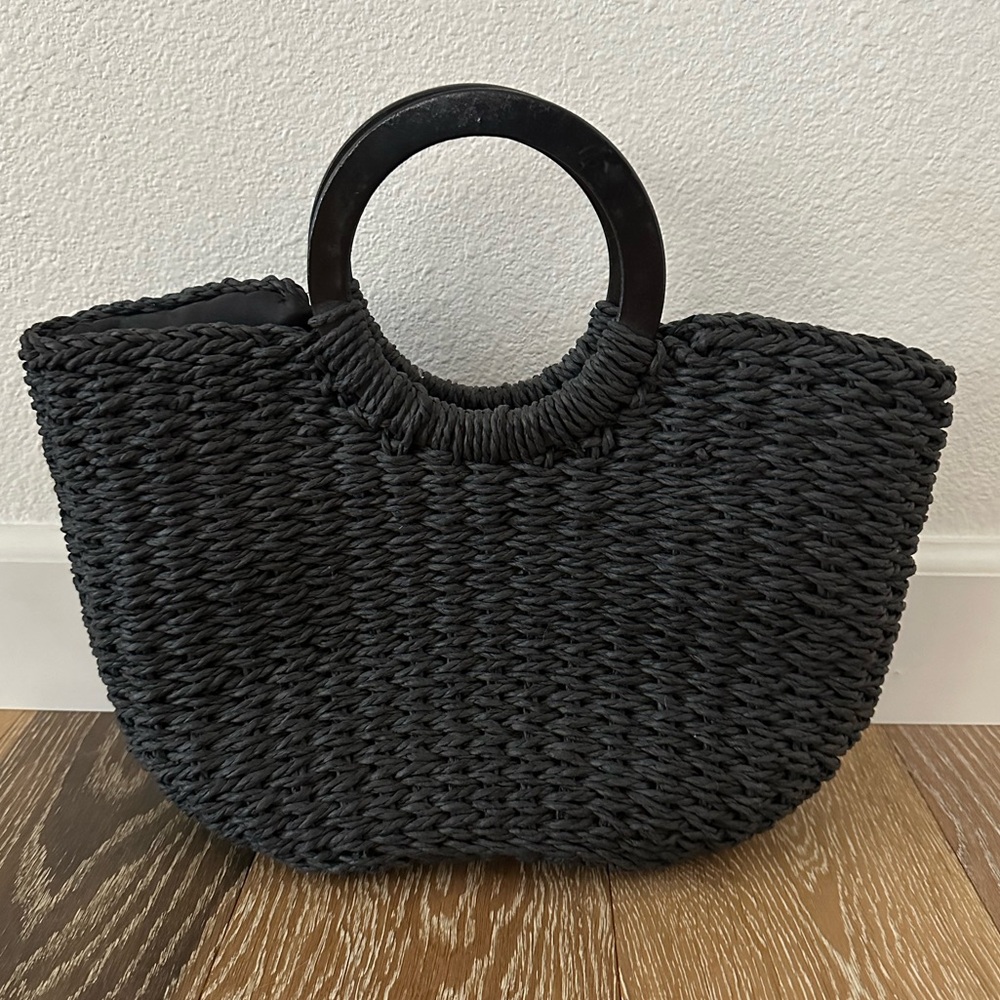 NEW! Black “Do Everything in Love” woven handbag tote by Urban Outfitters.